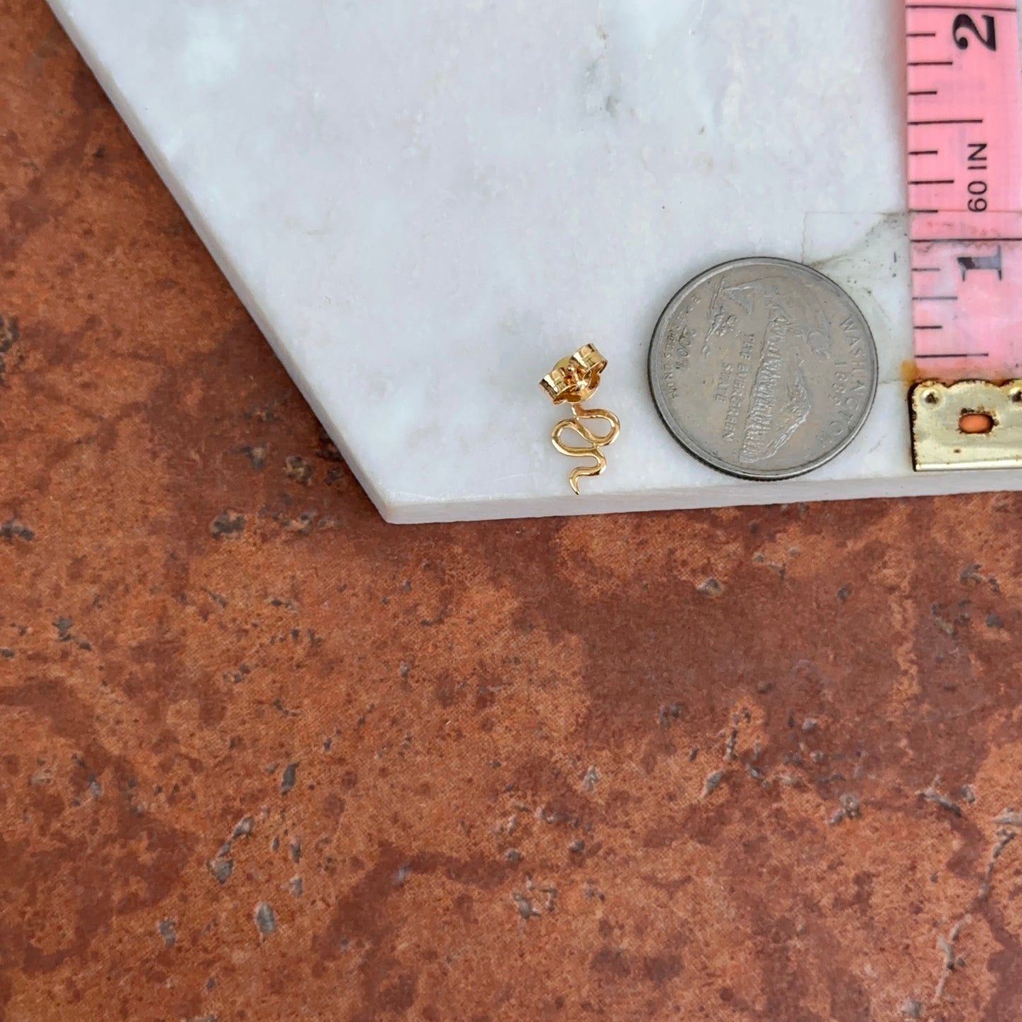 Estate 18KT Yellow Gold Emerald Eye Snake Stud Earrings