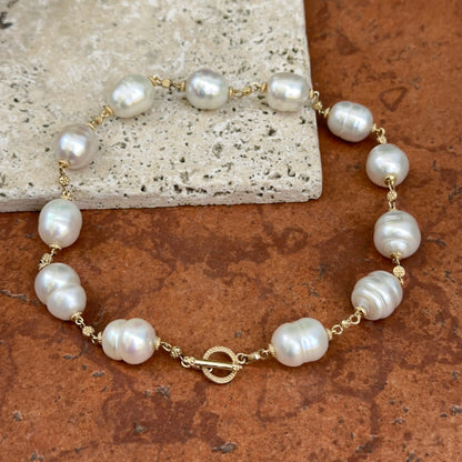 14KT Yellow Gold Paspaley Pearl Station Toggle Choker Necklace