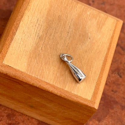 14KT White Gold Diamond + Turquoise Enamel Mini Champagne Bottle Charm Pendant