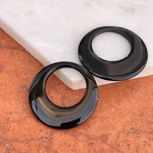 Vintage Black Onyx Earring Charms 43mm