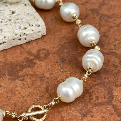 14KT Yellow Gold Paspaley Pearl Station Toggle Choker Necklace