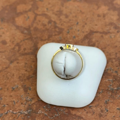 Estate 10KT Yellow Gold Cushion-Cut London Blue Topaz + Diamond Accent Ring Size 6.5