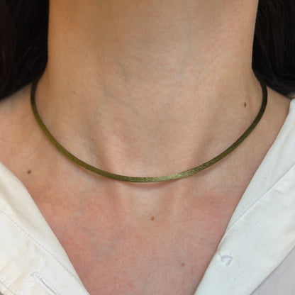 14KT Yellow Gold 2.8mm Olive Green Silk Cord Necklace