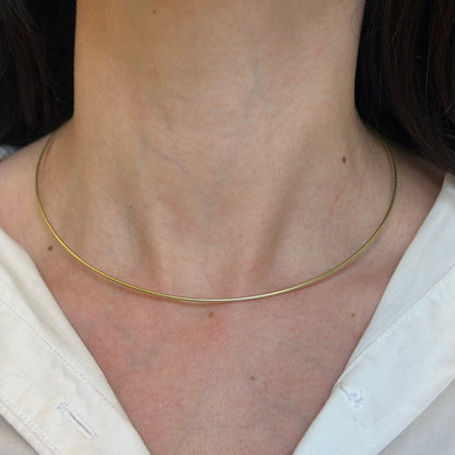14KT Yellow Gold 1.4mm Coiled Neck Wire Collar Necklace