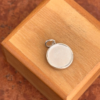 Sterling Silver Athena Solid Polished Round Textured Medal Pendant 15mm