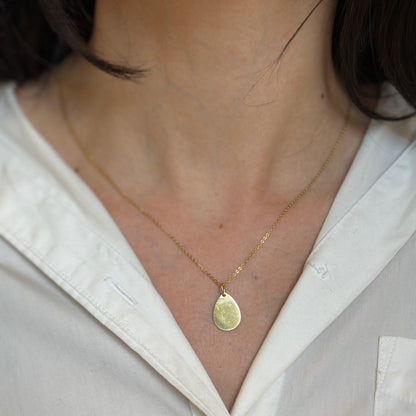 14KT Yellow Gold Teardrop Disc Pendant Charm