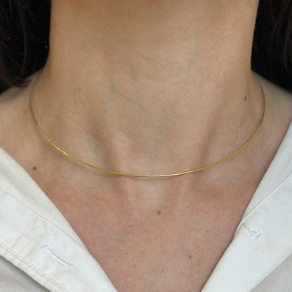 14KT Yellow Gold Sparkle 1mm Round Collar Necklace