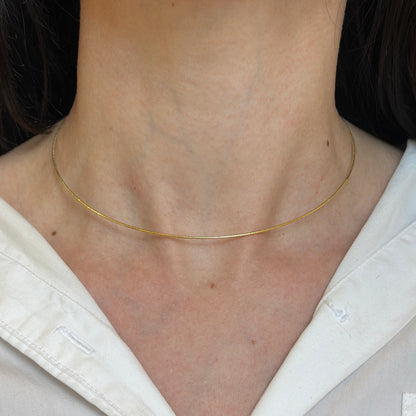 14KT Yellow Gold Sparkle 1mm Round Collar Necklace