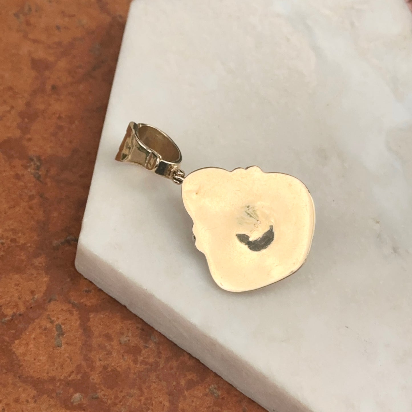 Estate 14KT Yellow Gold Large Mabe Pearl Garnet and Diamond Pearl Enhancer Pendant