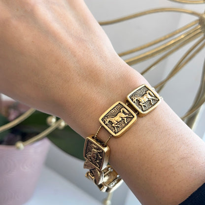 Estate Yellow Gold-Filled Horse Link Chain Bracelet