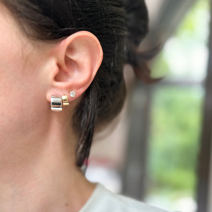 Sterling Silver Flat Round Hinged Small Huggie Hoop Earrings