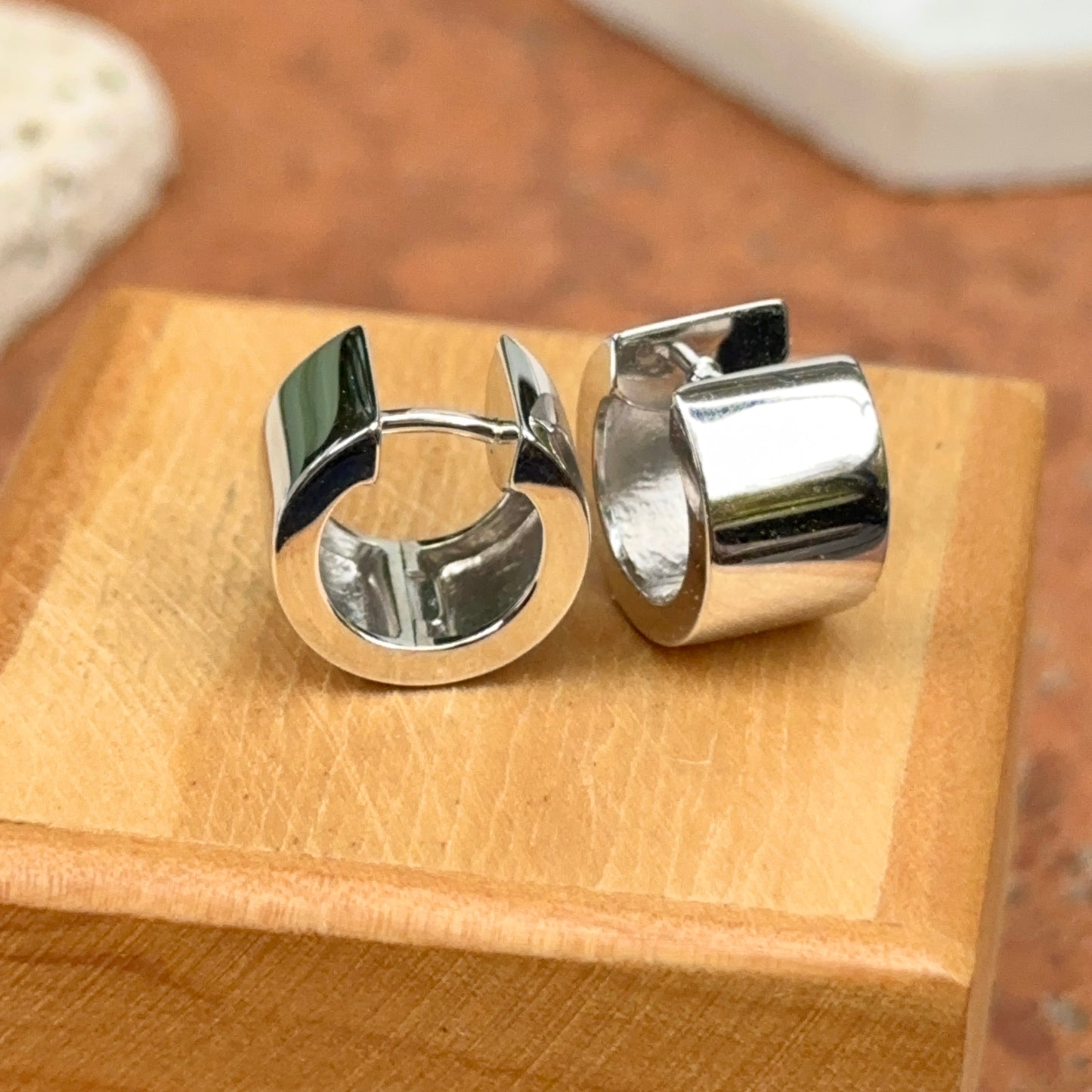 Sterling Silver Flat Round Hinged Small Huggie Hoop Earrings