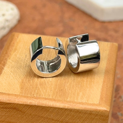 Sterling Silver Flat Round Hinged Small Huggie Hoop Earrings