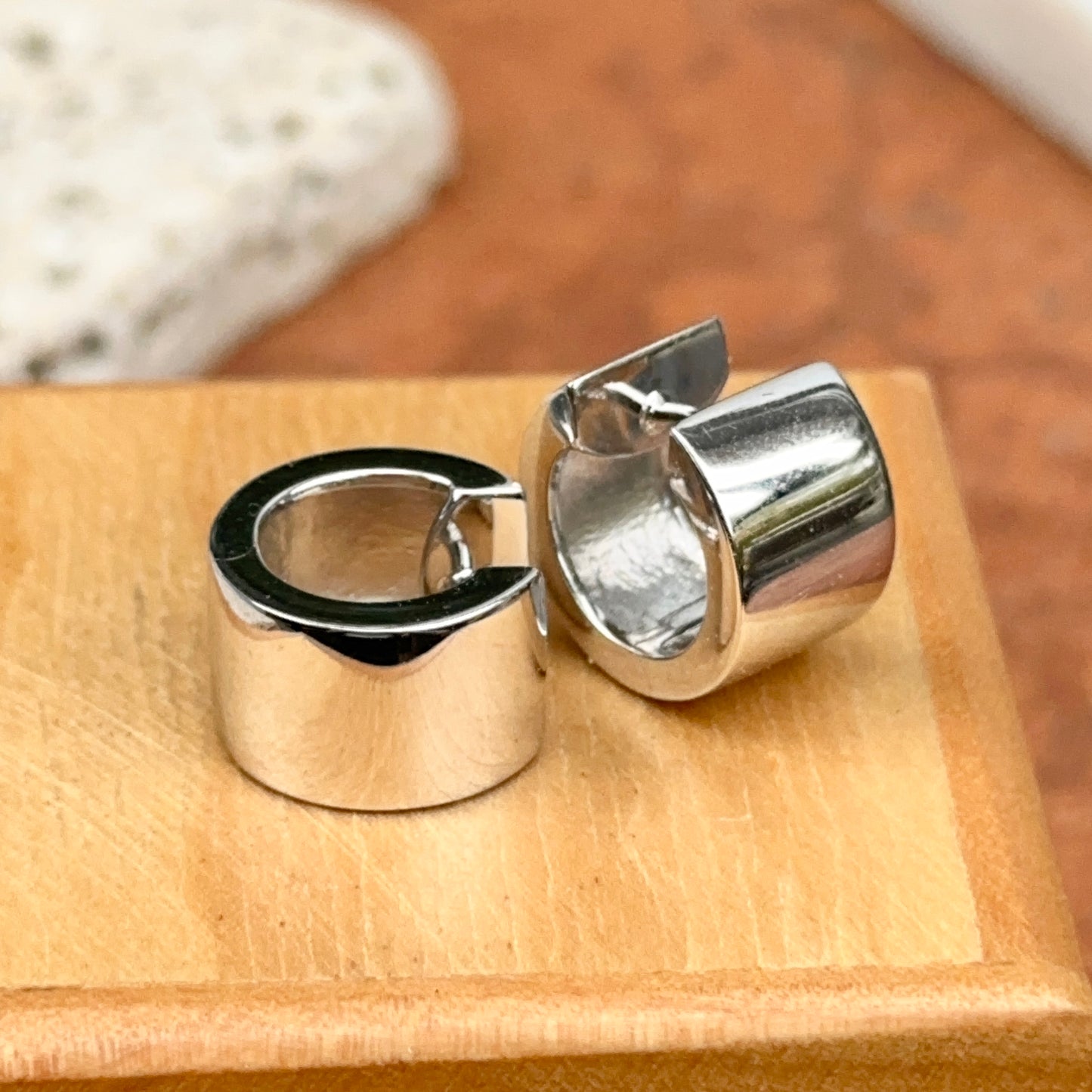Sterling Silver Flat Round Hinged Small Huggie Hoop Earrings
