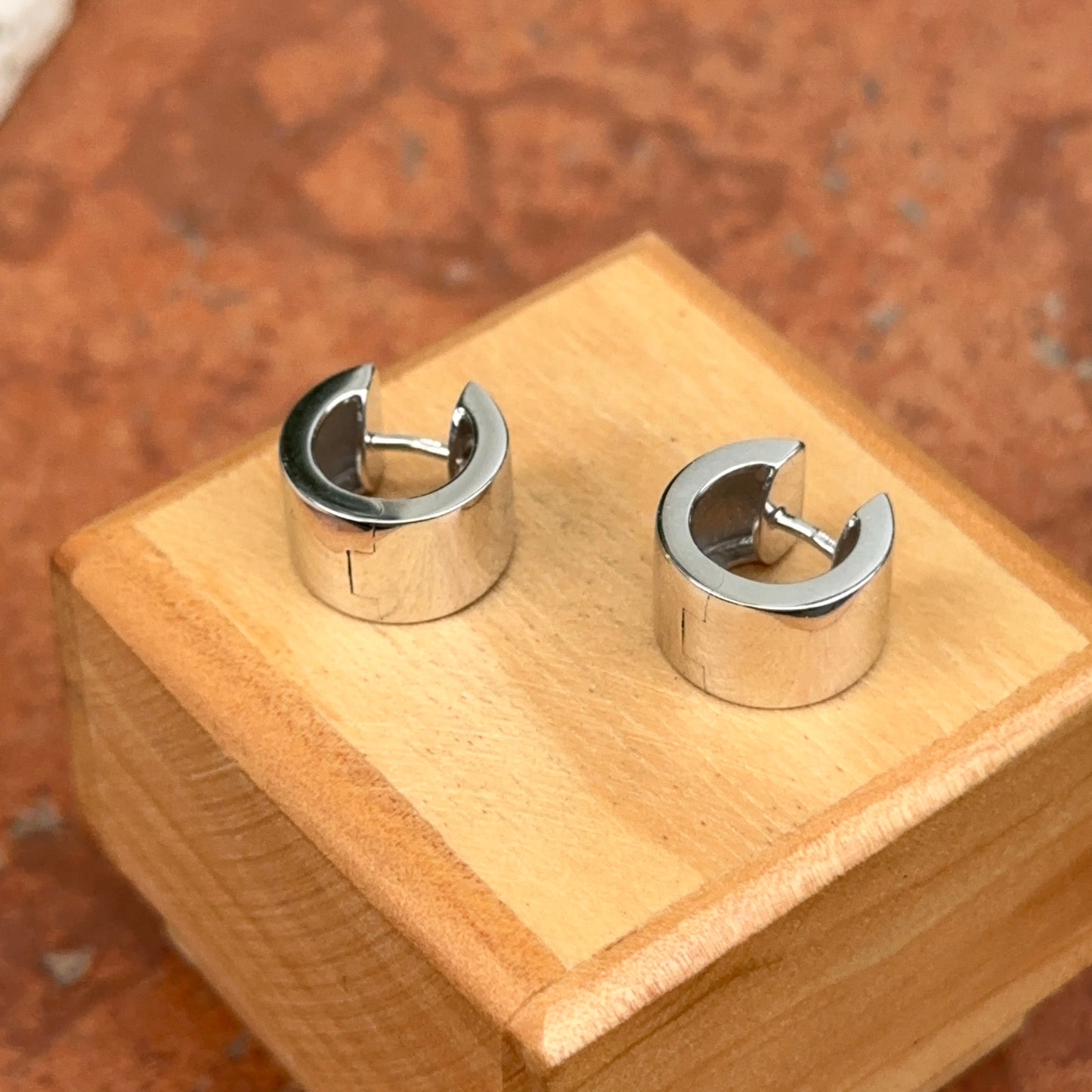 Sterling Silver Flat Round Hinged Small Huggie Hoop Earrings