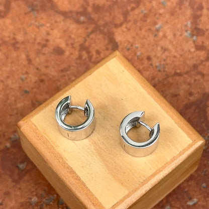 Sterling Silver Flat Round Hinged Small Huggie Hoop Earrings