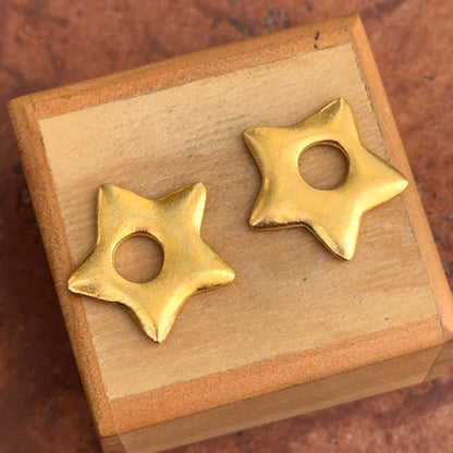 Yellow Gold-Tone Matte Star CZ Stone Earring Charms