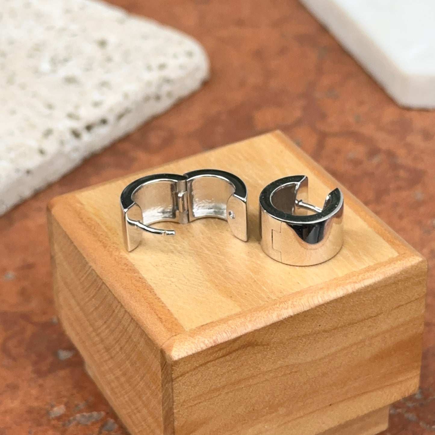 Sterling Silver Flat Round Hinged Small Huggie Hoop Earrings