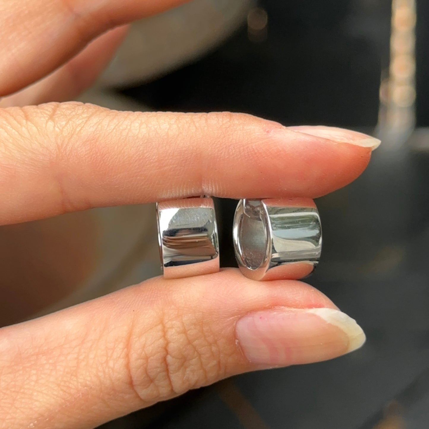 Sterling Silver Flat Round Hinged Small Huggie Hoop Earrings
