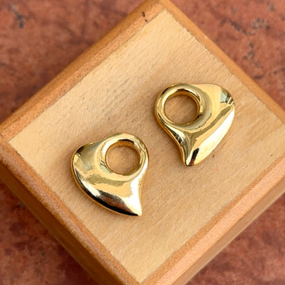 Yellow Gold-Tone Puffed Heart Abstract Earring Charms