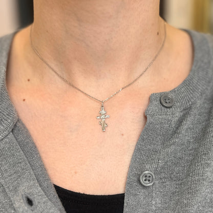 OOO Sterling Silver Eastern Orthodox Small Cross Pendant Charm - LSJ