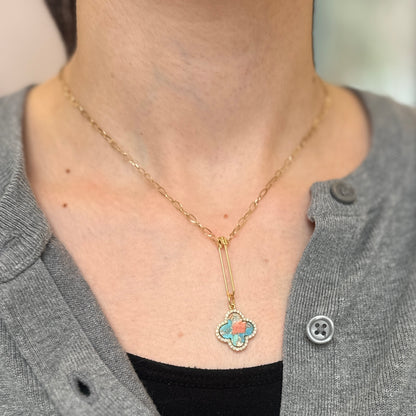 14KT Yellow Gold Polished Safety Pin Charm Holder Pendant / Connecter