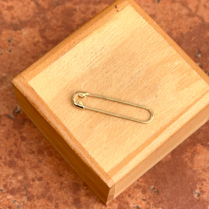 14KT Yellow Gold Polished Safety Pin Charm Holder Pendant / Connecter