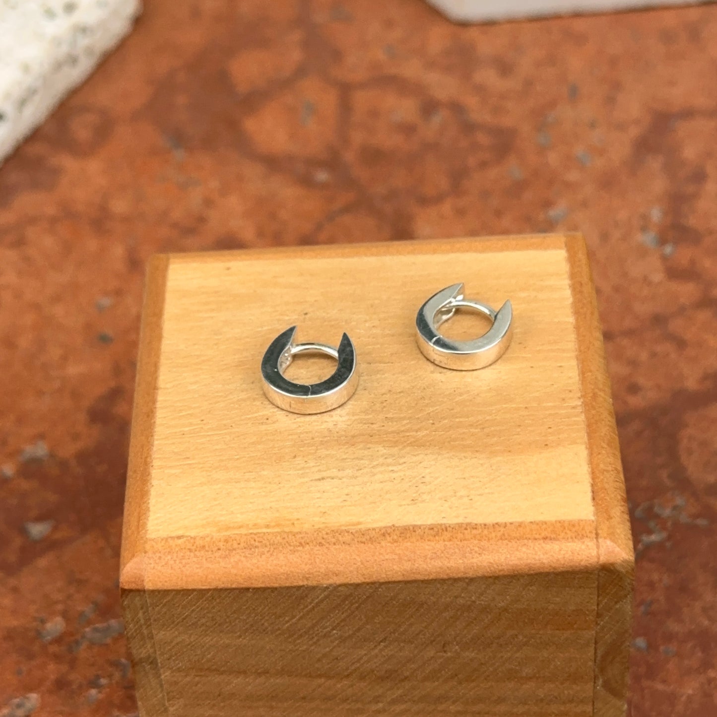 Sterling Silver High Polished Hinged Huggie Hoop Earrings Small Size
