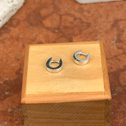 Sterling Silver High Polished Hinged Huggie Hoop Earrings Small Size
