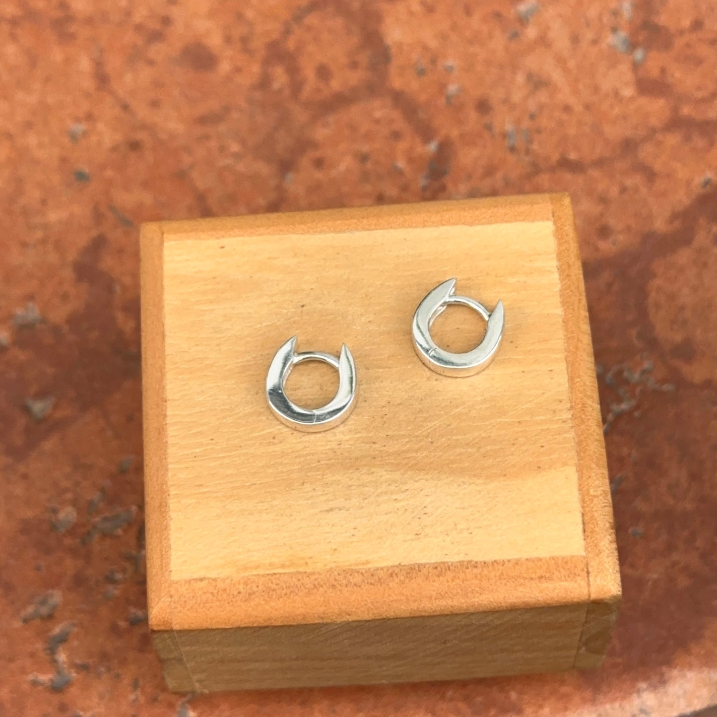 Sterling Silver High Polished Hinged Huggie Hoop Earrings Small Size