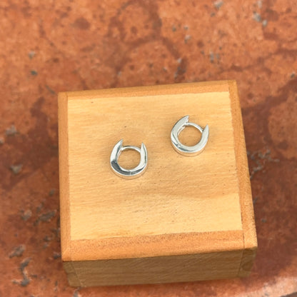 Sterling Silver High Polished Hinged Huggie Hoop Earrings Small Size
