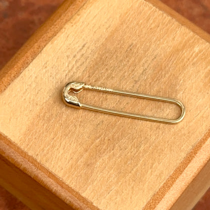 14KT Yellow Gold Polished Safety Pin Charm Holder Pendant / Connecter
