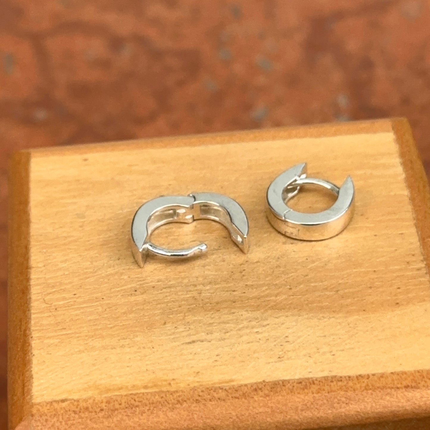 Sterling Silver High Polished Hinged Huggie Hoop Earrings Small Size