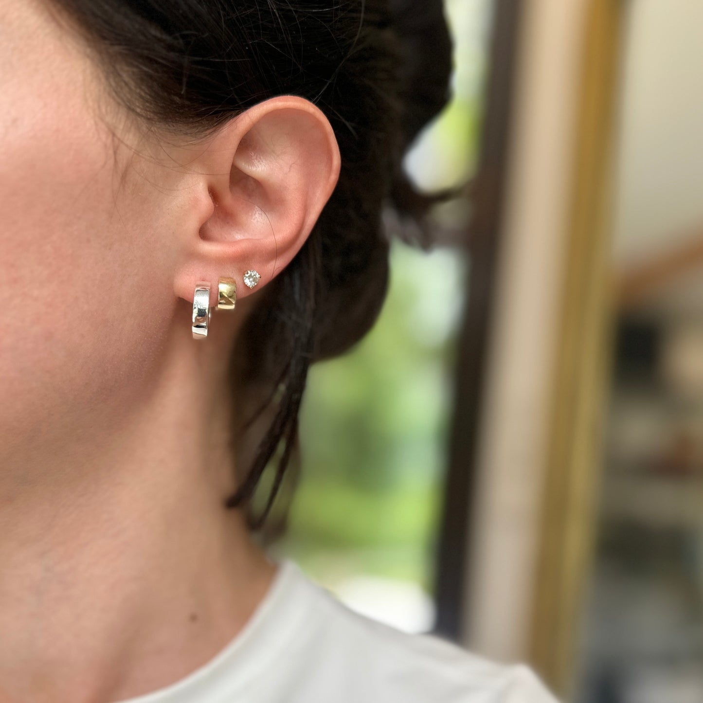 Sterling Silver Polished Hinged Huggie Hoop Earrings