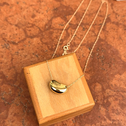 14KT Yellow Gold Bean Pendant Necklace