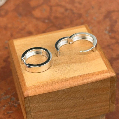Sterling Silver Polished Hinged Huggie Hoop Earrings