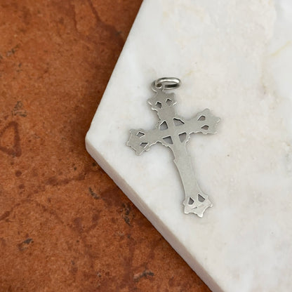 Sterling Silver Antiqued Cross Detailed Pendant 46mm Large