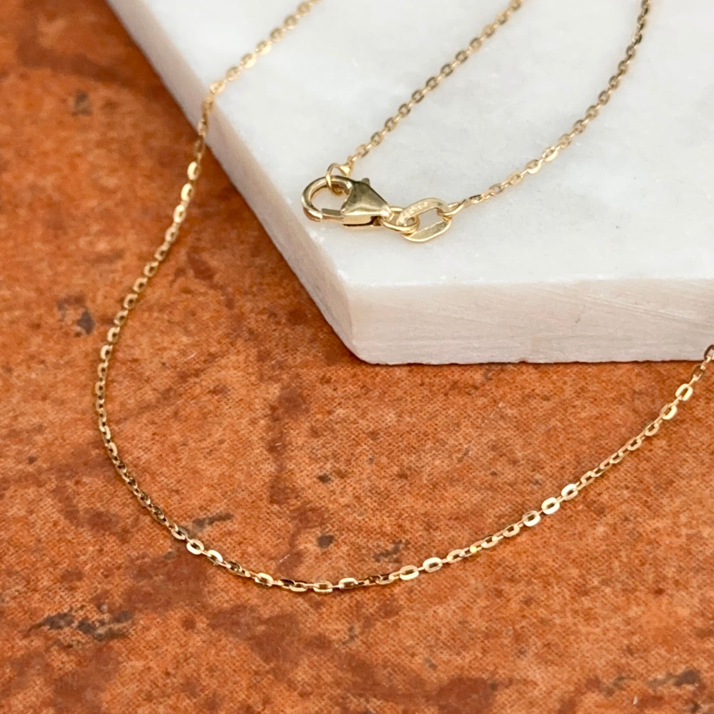 18KT Yellow Gold 1.15mm Solid Diamond-Cut Cable Chain Necklace