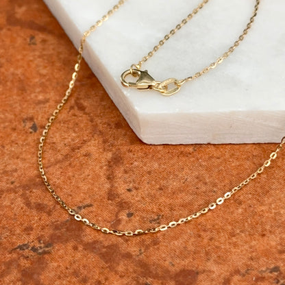 18KT Yellow Gold 1.15mm Solid Diamond-Cut Cable Chain Necklace