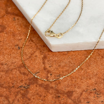 18KT Yellow Gold 1.15mm Solid Diamond-Cut Cable Chain Necklace