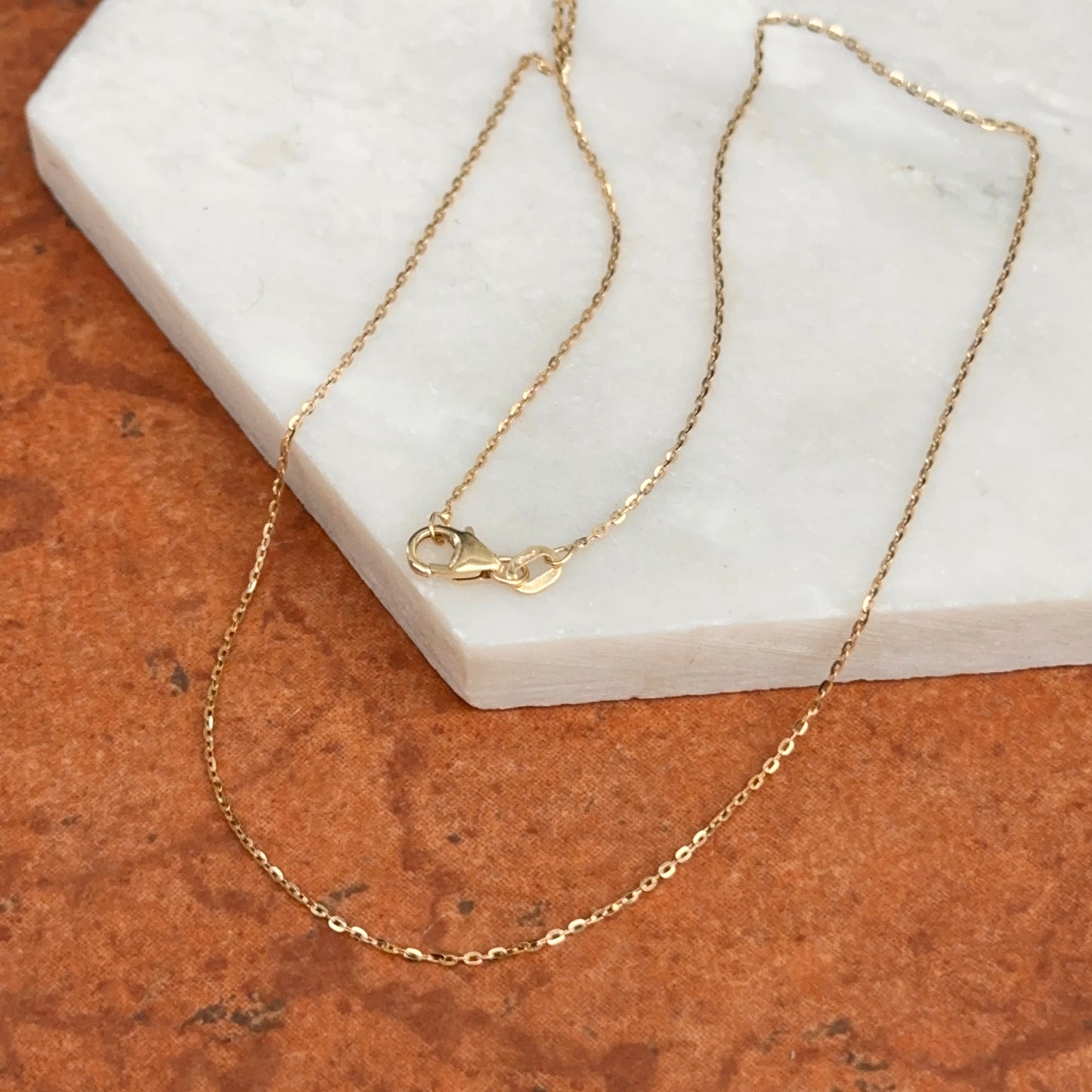 18KT Yellow Gold 1.15mm Solid Diamond-Cut Cable Chain Necklace