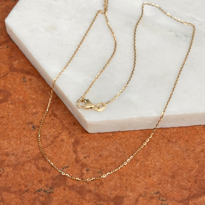 18KT Yellow Gold 1.15mm Solid Diamond-Cut Cable Chain Necklace