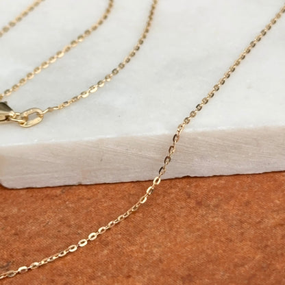 18KT Yellow Gold 1.15mm Solid Diamond-Cut Cable Chain Necklace