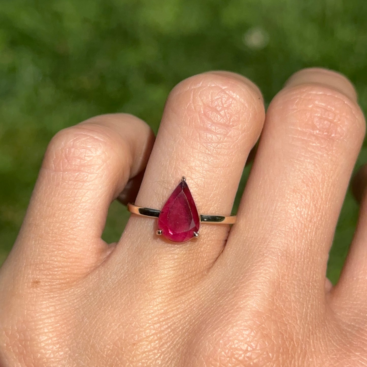 14KT Yellow Gold Pear Pink Tourmaline Solitaire Ring