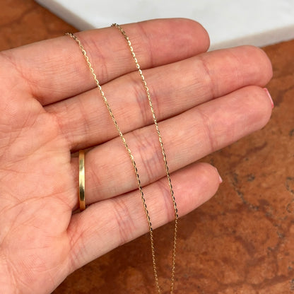 18KT Yellow Gold 1.15mm Solid Diamond-Cut Cable Chain Necklace