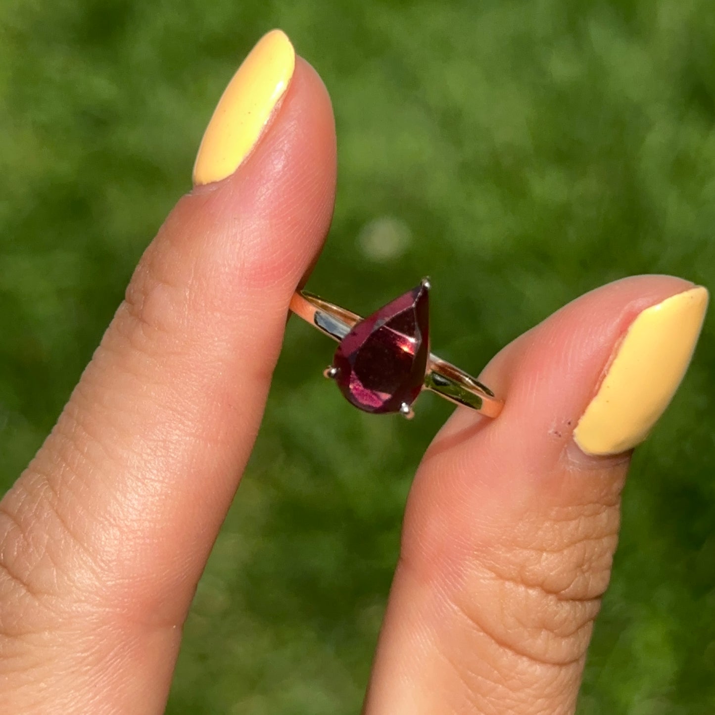 14KT Yellow Gold Pear Pink Tourmaline Solitaire Ring