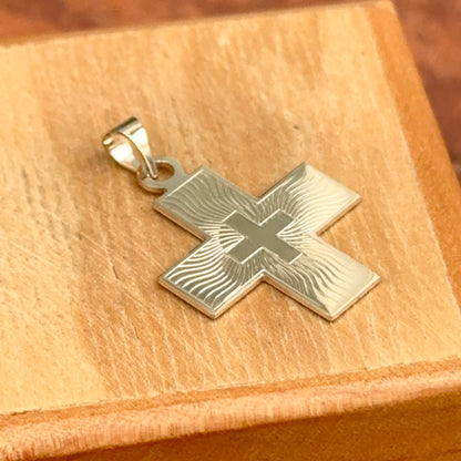 14KT Yellow Gold Greek Swirl Cut-Out Cross Pendant Charm 18mm