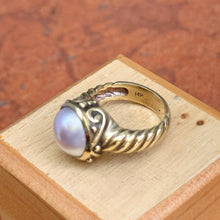 Load image into Gallery viewer, Estate 14KT Yellow Gold Etruscan Design Mabe Pearl Ring