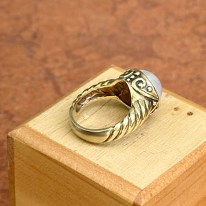 Estate 14KT Yellow Gold Etruscan Design Mabe Pearl Ring