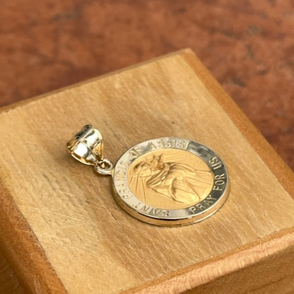 14KT Yellow Gold Saint Francis of Assisi Round Medal Pendant 18mm - LSJ
